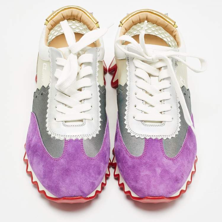 Pre Owned Christian Louboutin Multicolor Leather and PVC Loubishark Sneakers Size 40