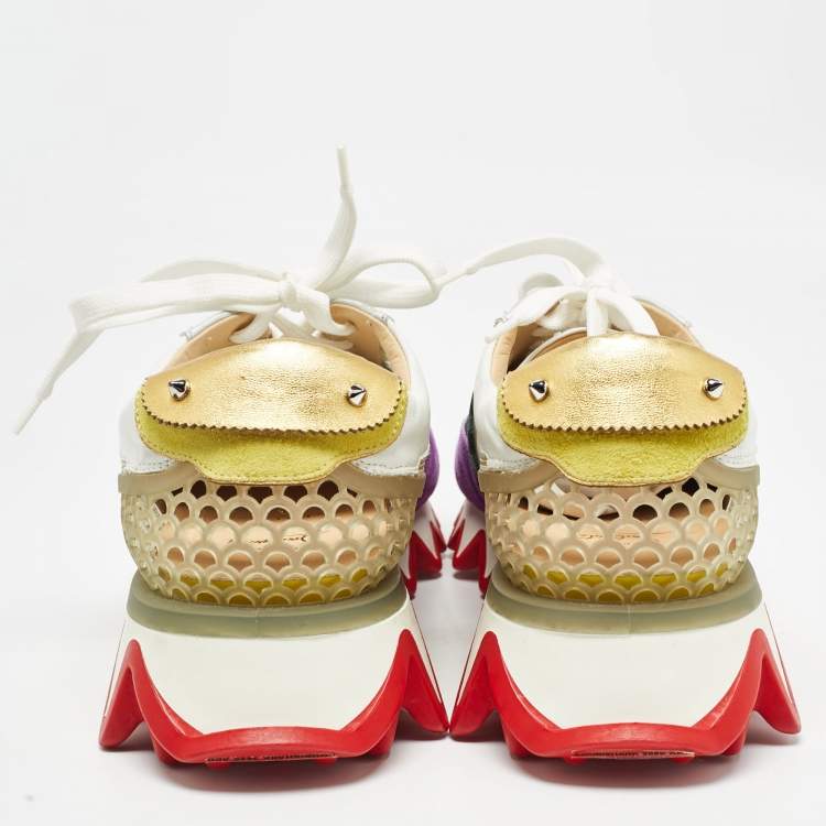 Pre Owned Christian Louboutin Multicolor Leather and PVC Loubishark Sneakers Size 40