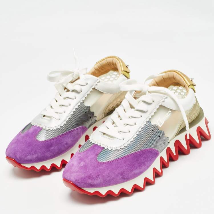 Pre Owned Christian Louboutin Multicolor Leather and PVC Loubishark Sneakers Size 40