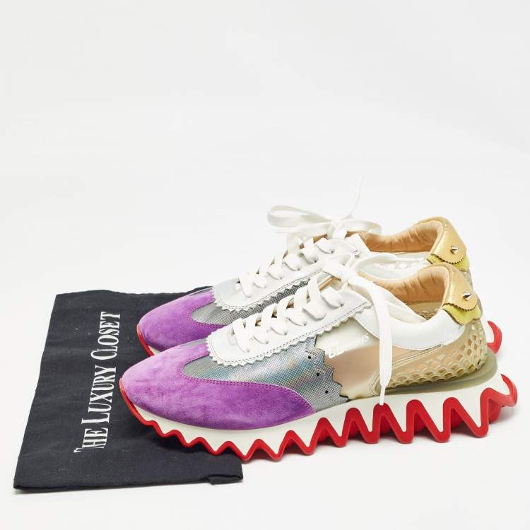 Pre Owned Christian Louboutin Multicolor Leather and PVC Loubishark Sneakers Size 40