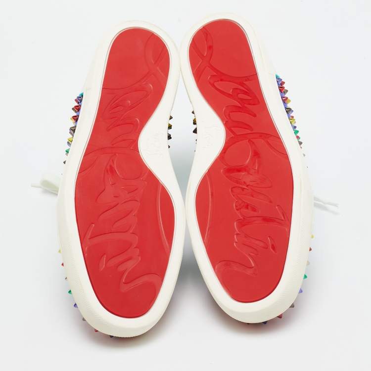 Pre Owned Christian Louboutin Multicolor Suede And Leather Louis Spikes High Top Sneakers Size 41