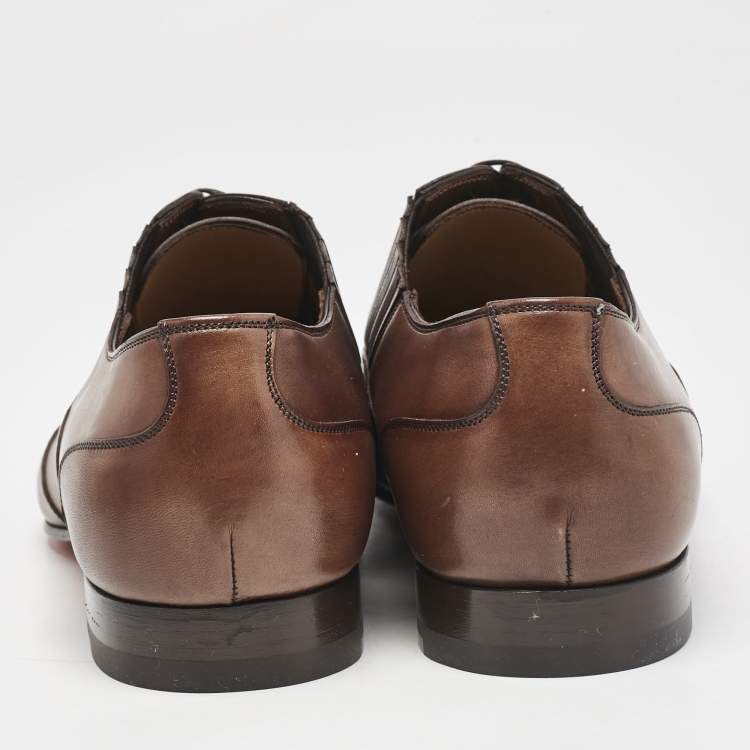 Pre Owned Christian Louboutin Brown Leather My Amor W Oxfords Size 42