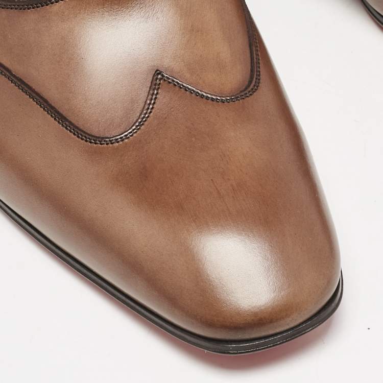Pre Owned Christian Louboutin Brown Leather My Amor W Oxfords Size 42