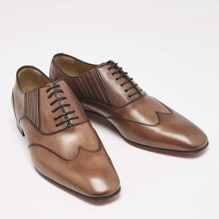 Pre Owned Christian Louboutin Brown Leather My Amor W Oxfords Size 42