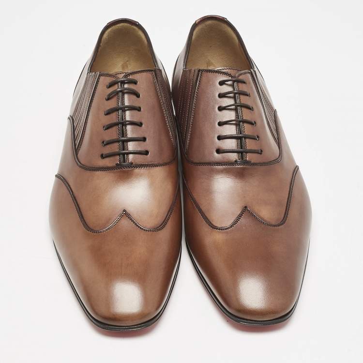 Pre Owned Christian Louboutin Brown Leather My Amor W Oxfords Size 42