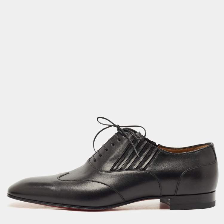 Pre Owned Christian Louboutin Black Leather My Amor Lace Up Oxfords Size 43