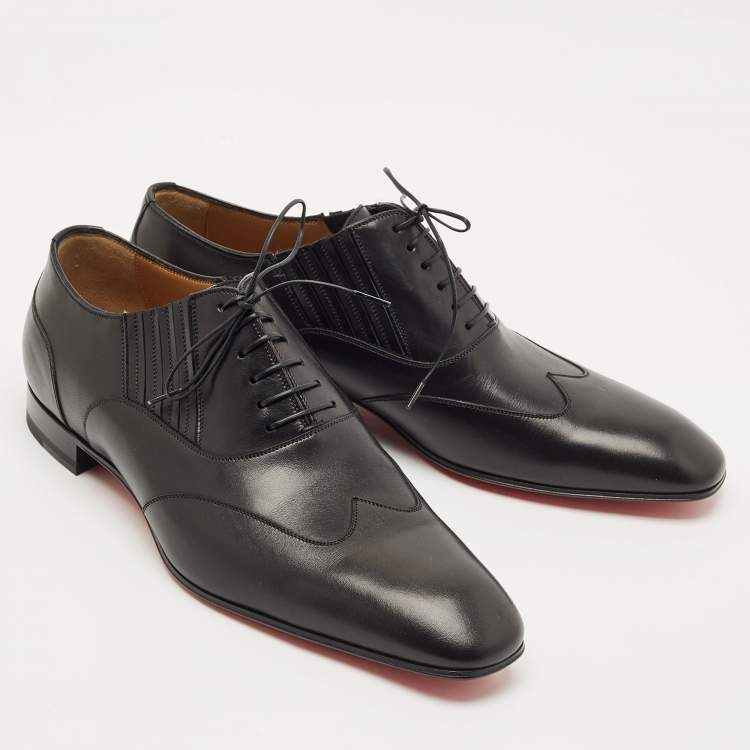 Pre Owned Christian Louboutin Black Leather My Amor Lace Up Oxfords Size 43
