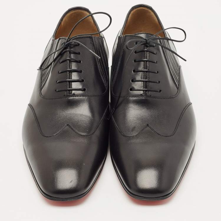 Pre Owned Christian Louboutin Black Leather My Amor Lace Up Oxfords Size 43