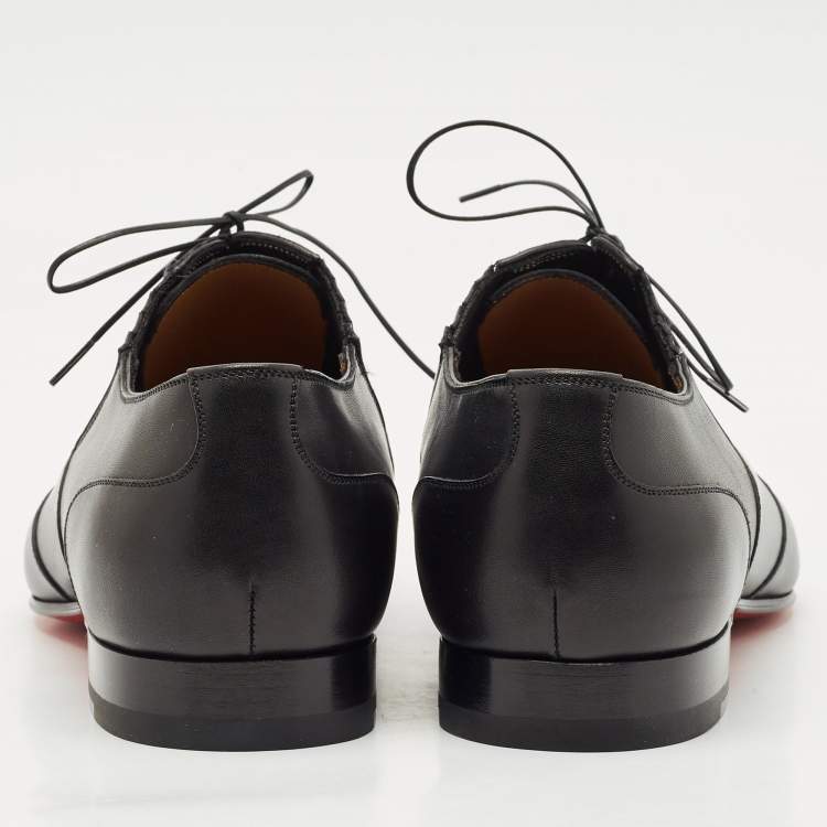 Pre Owned Christian Louboutin Black Leather My Amor Lace Up Oxfords Size 43