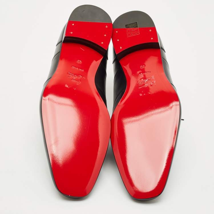 Pre Owned Christian Louboutin Black Leather My Amor Lace Up Oxfords Size 43