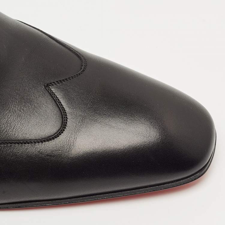 Pre Owned Christian Louboutin Black Leather My Amor Lace Up Oxfords Size 43