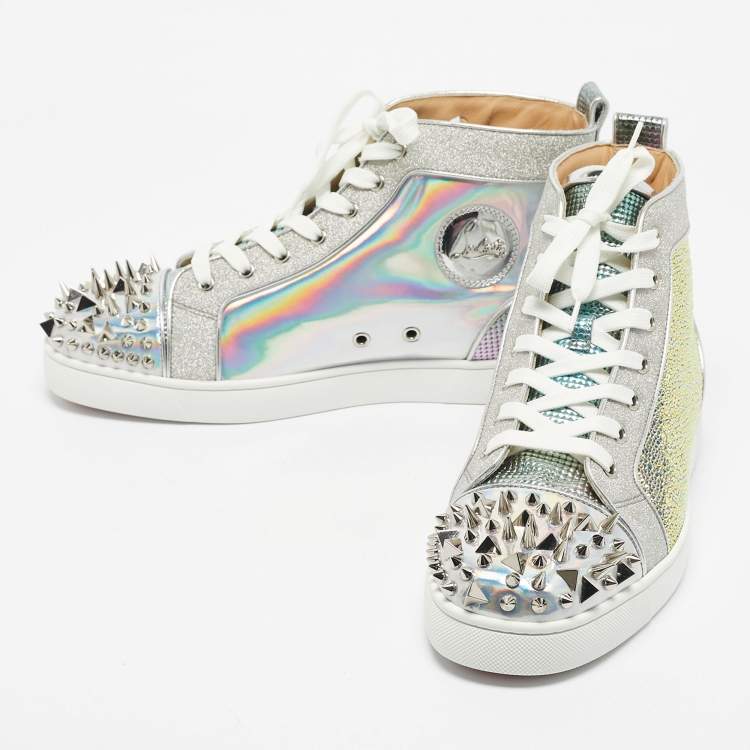 Pre Owned Christian Louboutin Multicolor Iridescent Leather Lou Pik Pik Orlato Sneakers Size 44