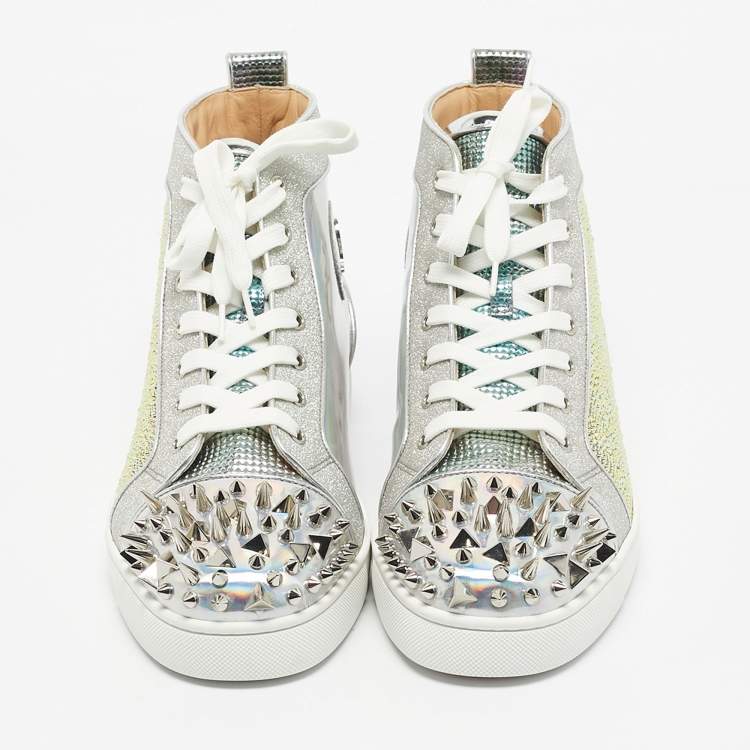 Pre Owned Christian Louboutin Multicolor Iridescent Leather Lou Pik Pik Orlato Sneakers Size 44