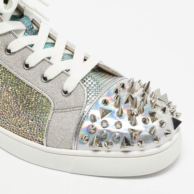 Pre Owned Christian Louboutin Multicolor Iridescent Leather Lou Pik Pik Orlato Sneakers Size 44