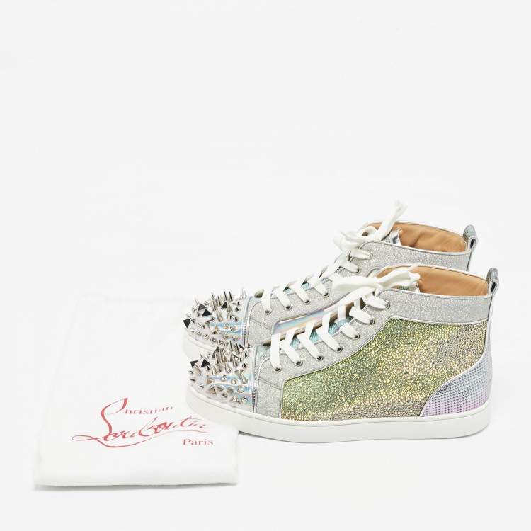 Pre Owned Christian Louboutin Multicolor Iridescent Leather Lou Pik Pik Orlato Sneakers Size 44