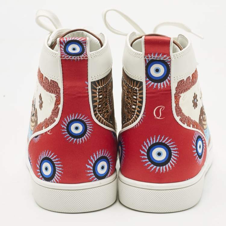 Pre Owned Christian Louboutin Multicolor Canvas and Leather No Limit Greek Sneakers Size 41