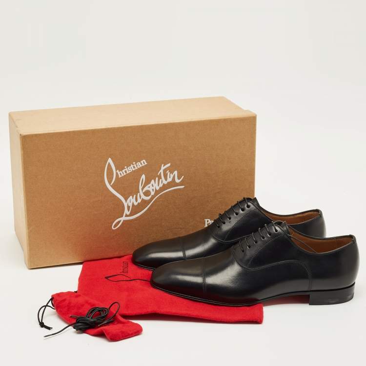 Pre Owned Christian Louboutin Black Leather Greggo Oxfords Size 41.5