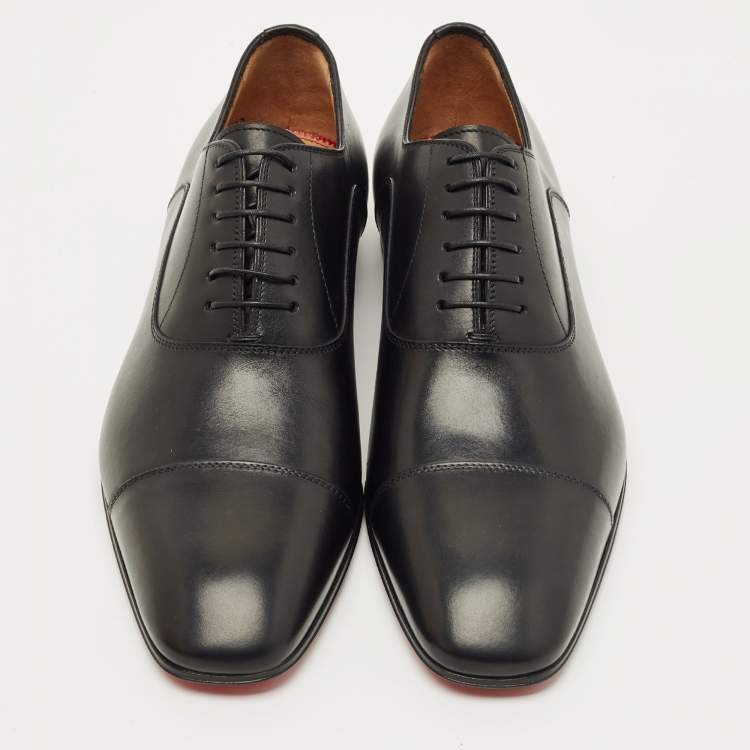 Pre Owned Christian Louboutin Black Leather Greggo Oxfords Size 41.5