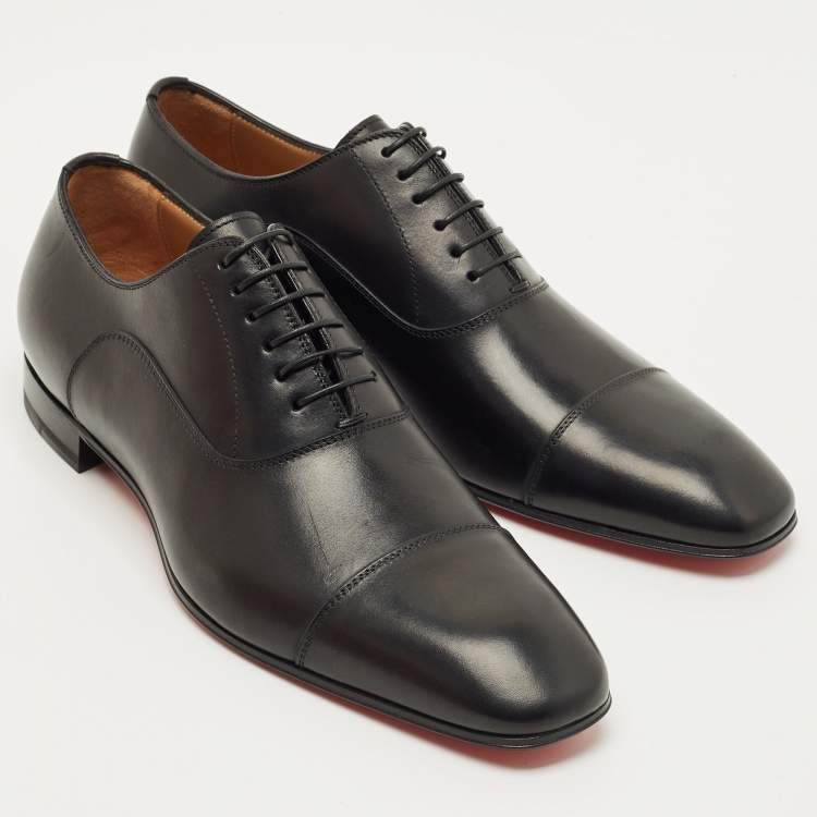Pre Owned Christian Louboutin Black Leather Greggo Oxfords Size 41.5