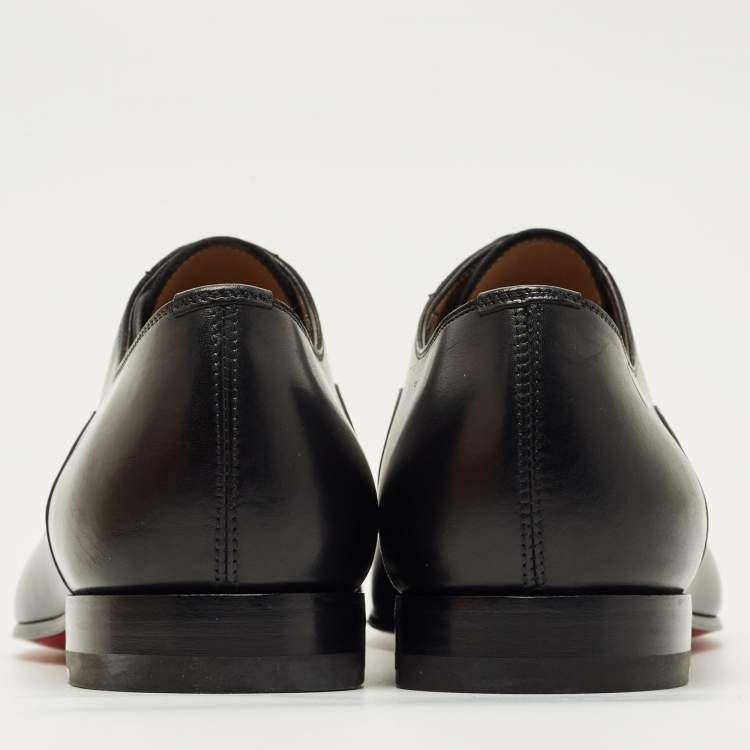 Pre Owned Christian Louboutin Black Leather Greggo Oxfords Size 41.5