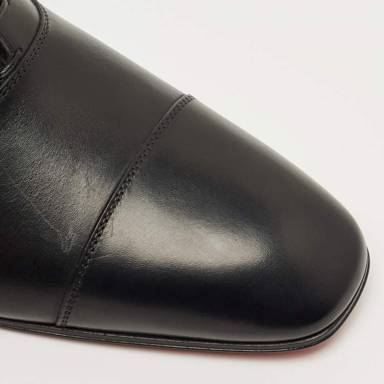 Pre Owned Christian Louboutin Black Leather Greggo Oxfords Size 41.5