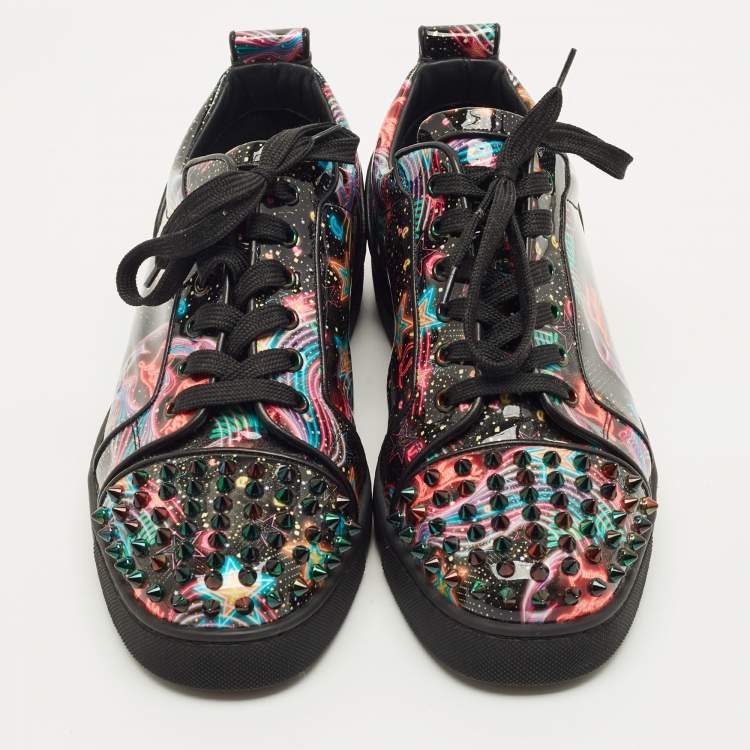 مملوكة مسبقًا Christian Louboutin Multicolor Patent Leather Louis Junior Spikes Lace Up Sneakers Size 42