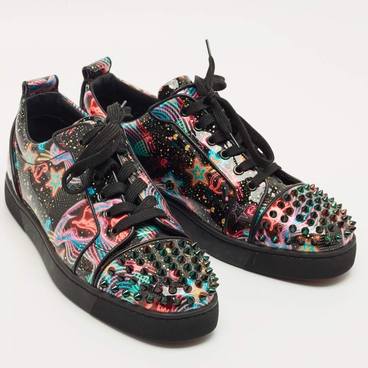 مملوكة مسبقًا Christian Louboutin Multicolor Patent Leather Louis Junior Spikes Lace Up Sneakers Size 42