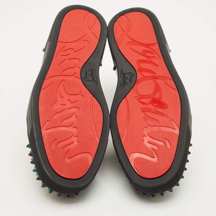 مملوكة مسبقًا Christian Louboutin Multicolor Patent Leather Louis Junior Spikes Lace Up Sneakers Size 42