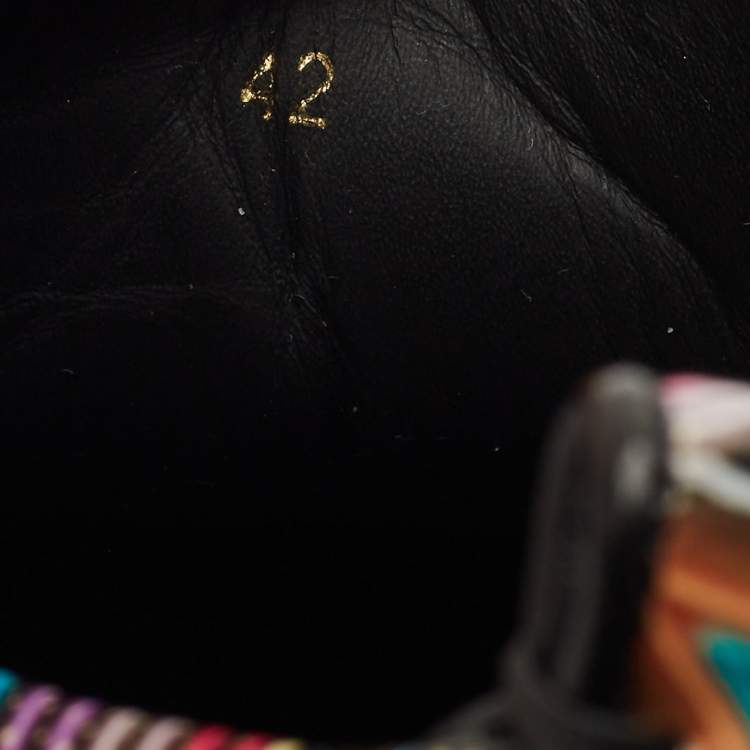 مملوكة مسبقًا Christian Louboutin Multicolor Patent Leather Louis Junior Spikes Lace Up Sneakers Size 42