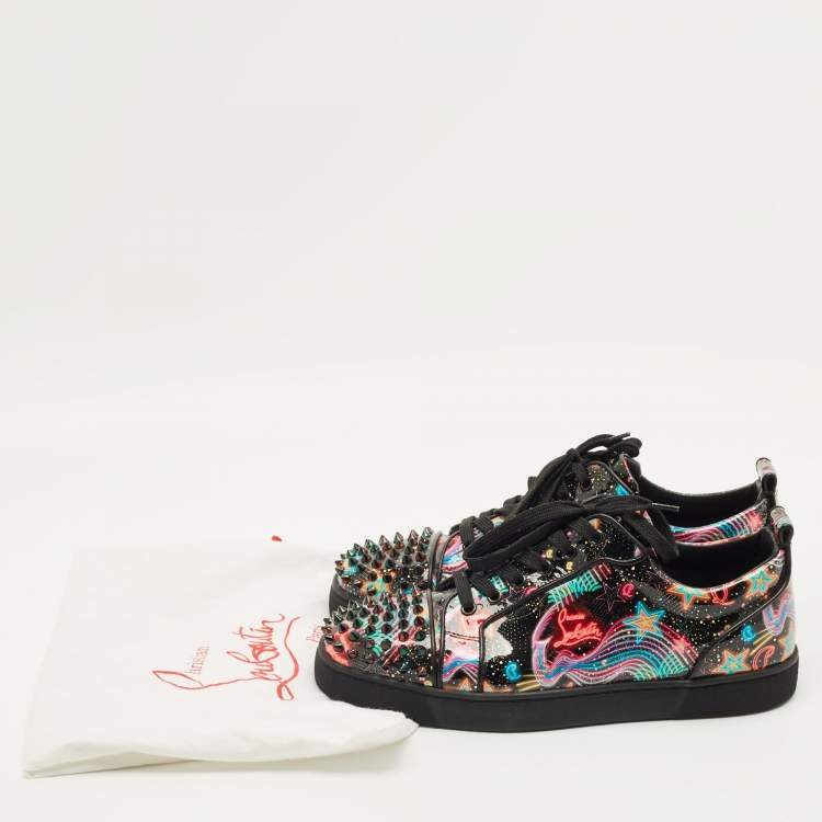 مملوكة مسبقًا Christian Louboutin Multicolor Patent Leather Louis Junior Spikes Lace Up Sneakers Size 42