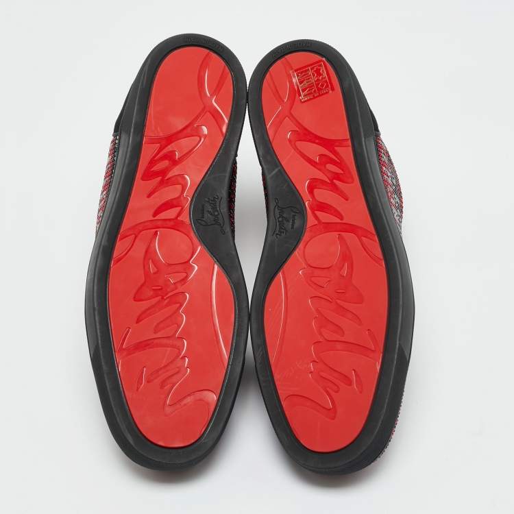 Pre Owned Christian Louboutin Tricolor Suede Crystal Embellish Louis High Top Sneakers Size 44