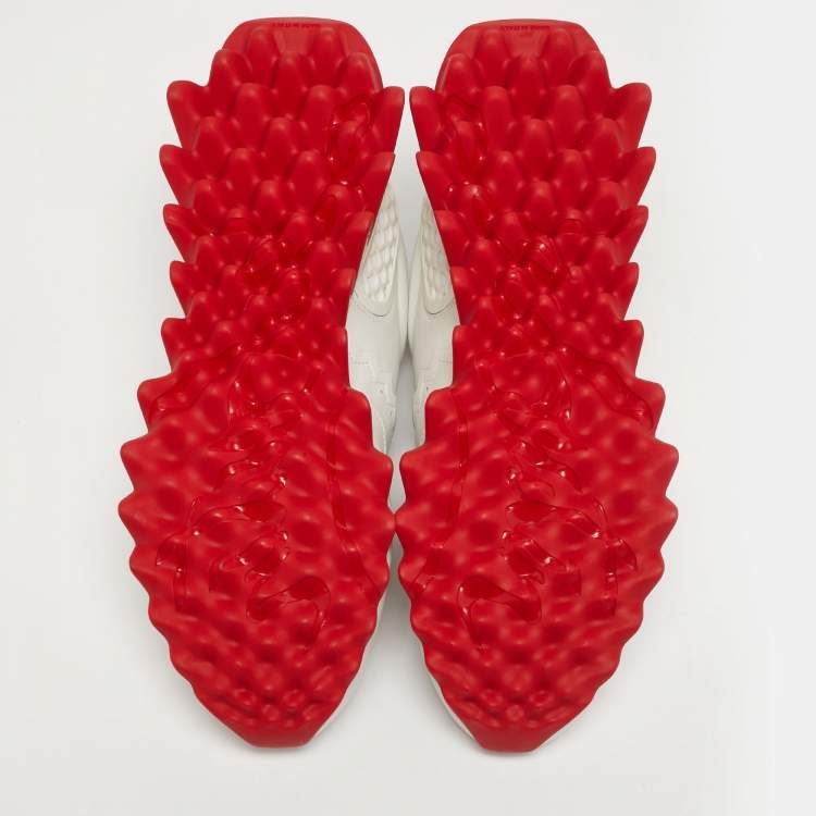 Pre Owned Christian Louboutin Loubishark Size 45 White Leather Low Top Sneakers