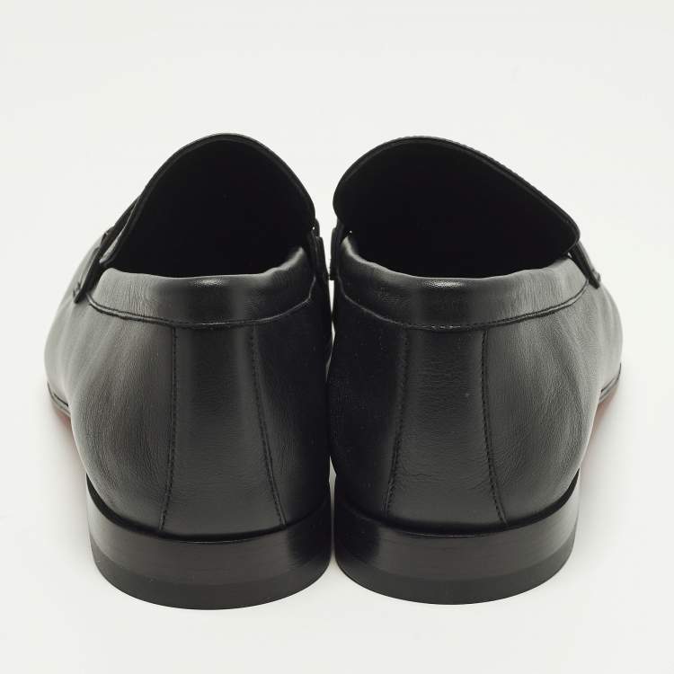 Pre Owned Christian Louboutin MJ Moc Size 45 Black Leather Slip On  Loafers
