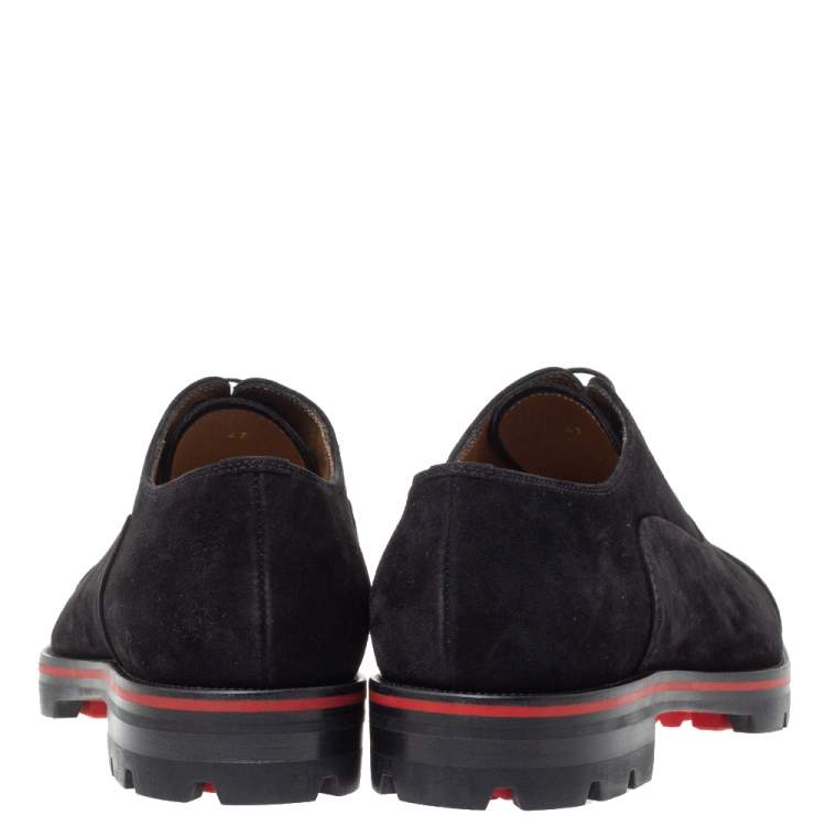 Pre Owned Christian Louboutin Black Suede Leather Hubertus Lace Up Oxford Size 43