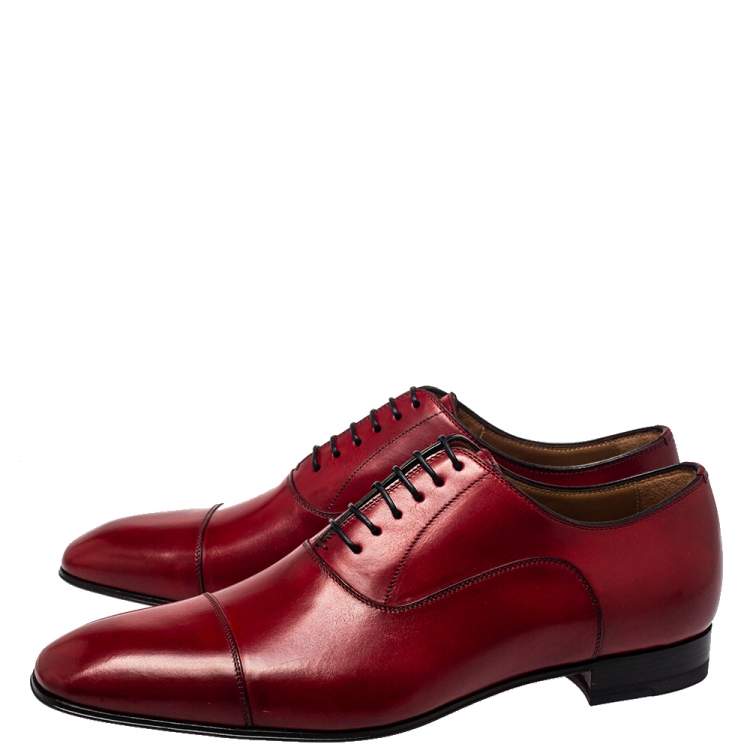 Pre Owned Christian Louboutin Red Leather Greggo Oxford Size 42 