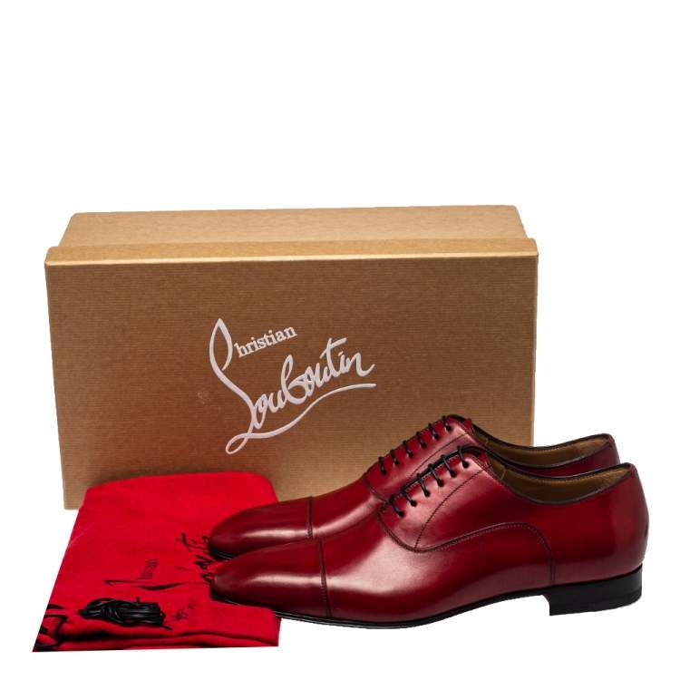 Pre Owned Christian Louboutin Red Leather Greggo Oxford Size 42 