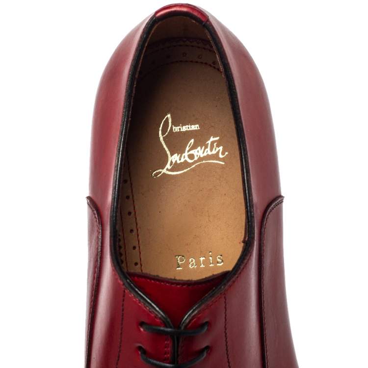 Pre Owned Christian Louboutin Red Leather Greggo Oxford Size 42 