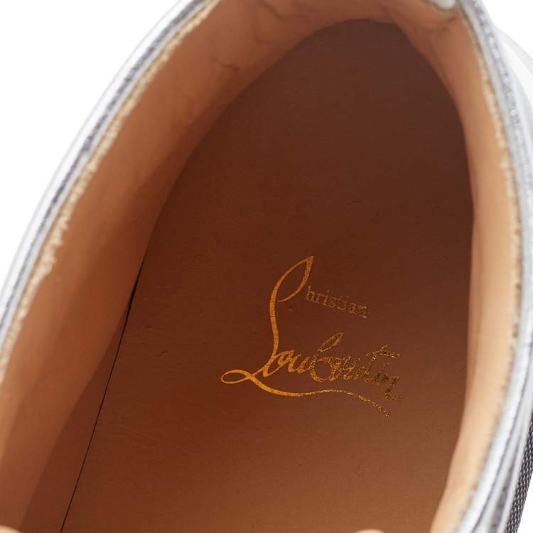 Pre Owned Christian Louboutin Multicolor Mesh And Patent Leather Lou Spikes High Top Sneakers Size 44