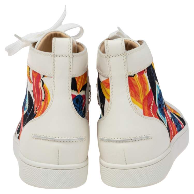 Pre Owned Christian Louboutin Multicolor Floral Canvas and Leather Rantus High Top Sneakers Size 42