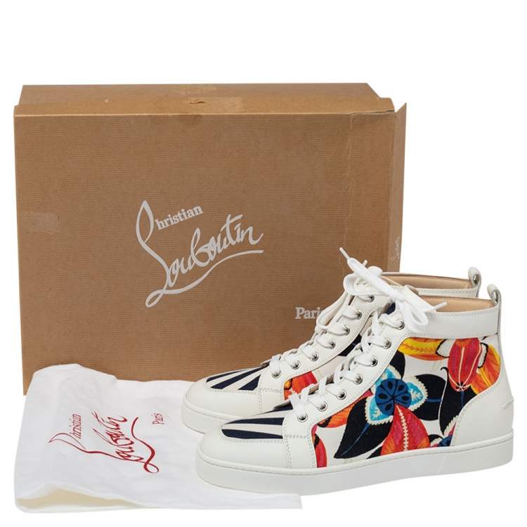 Pre Owned Christian Louboutin Multicolor Floral Canvas and Leather Rantus High Top Sneakers Size 42