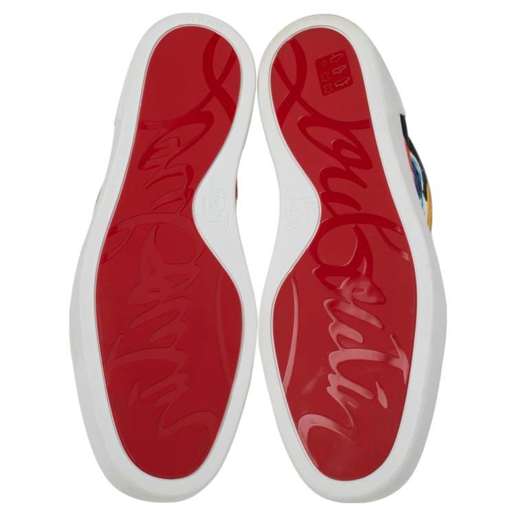 Pre Owned Christian Louboutin Multicolor Floral Canvas and Leather Rantus High Top Sneakers Size 42