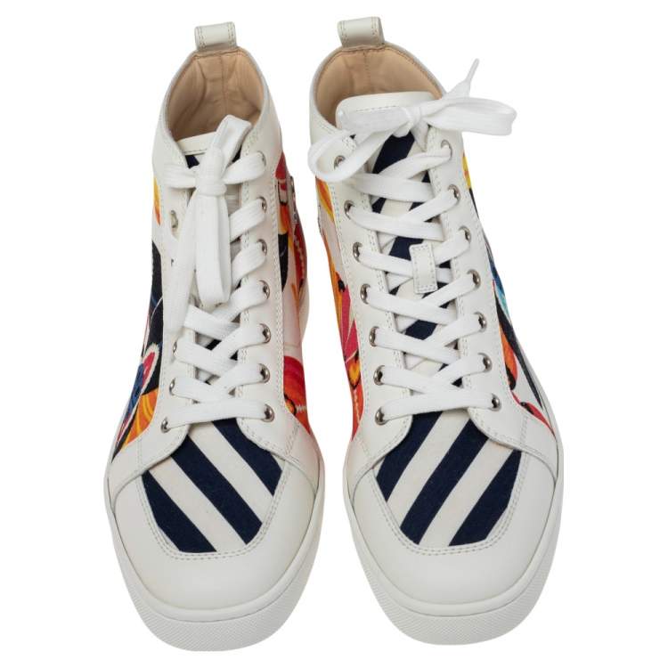 Pre Owned Christian Louboutin Multicolor Floral Canvas and Leather Rantus High Top Sneakers Size 42