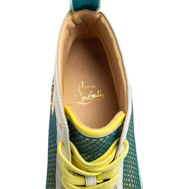Pre Owned Christian Louboutin Multicolor Patent Leather, Mesh Louis High Top Sneakers Size 44