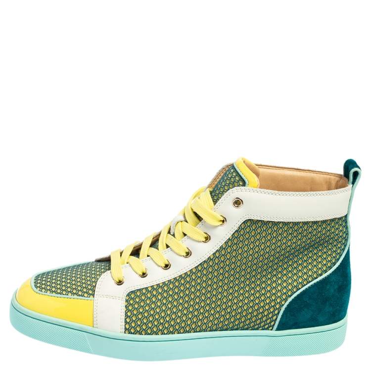 Pre Owned Christian Louboutin Multicolor Patent Leather, Mesh Louis High Top Sneakers Size 44