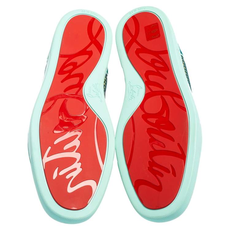 Pre Owned Christian Louboutin Multicolor Patent Leather, Mesh Louis High Top Sneakers Size 44