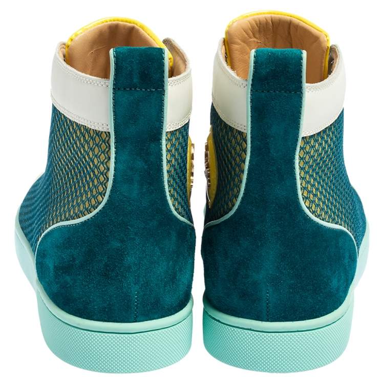 Pre Owned Christian Louboutin Multicolor Patent Leather, Mesh Louis High Top Sneakers Size 44