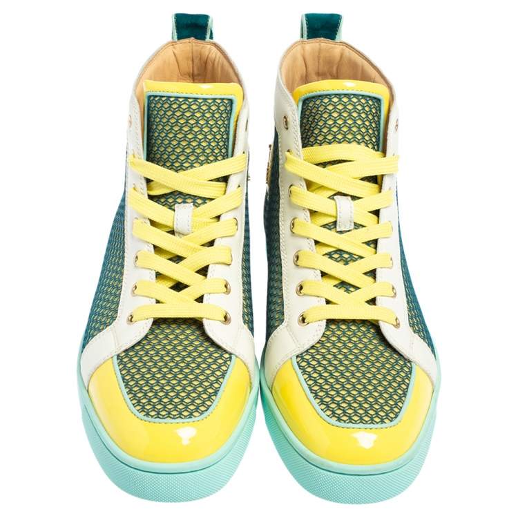 Pre Owned Christian Louboutin Multicolor Patent Leather, Mesh Louis High Top Sneakers Size 44