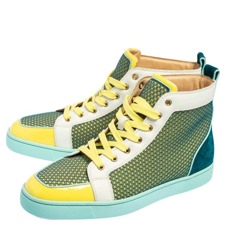 Pre Owned Christian Louboutin Multicolor Patent Leather, Mesh Louis High Top Sneakers Size 44