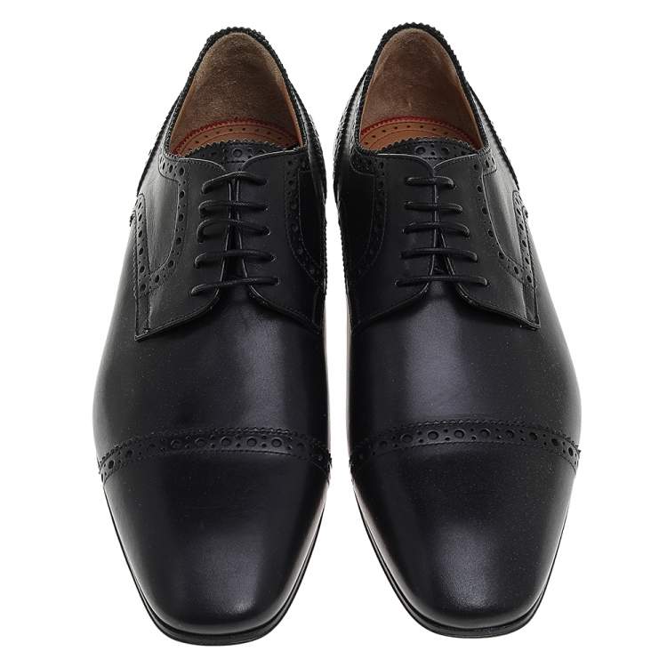 Pre Owned  Christian Louboutin Black Brogue Leather Alpha Mate Derby Shoes Size 39