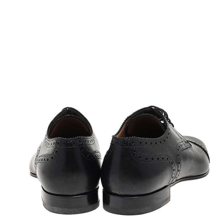 Pre Owned  Christian Louboutin Black Brogue Leather Alpha Mate Derby Shoes Size 39